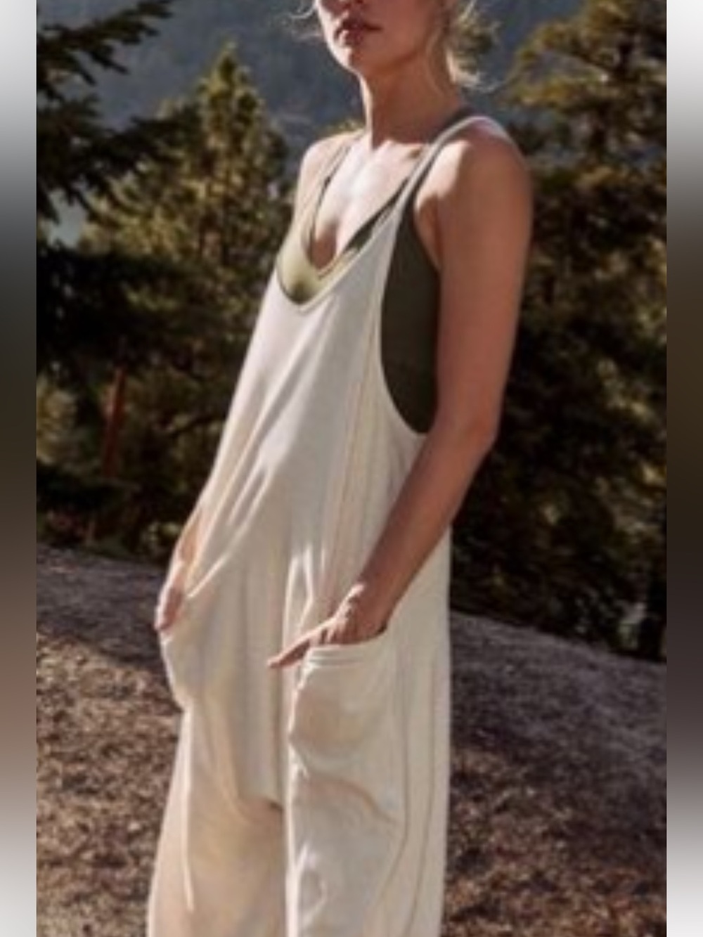 Free People Hot Shot Onsie Drop-Crotch Cotton Jumpsuit - Picture 2 of 16